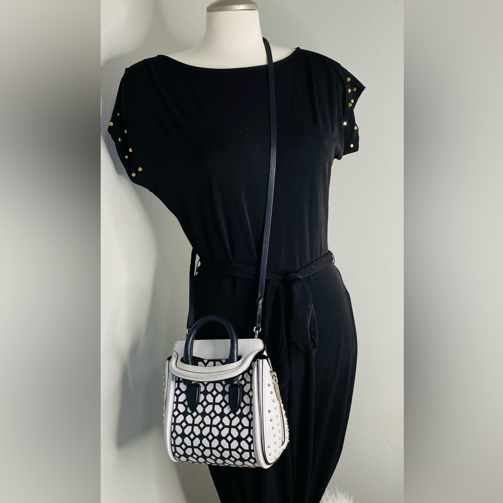 Alexander McQueen Black and White Lattice Satchel - Picture 3 of 16